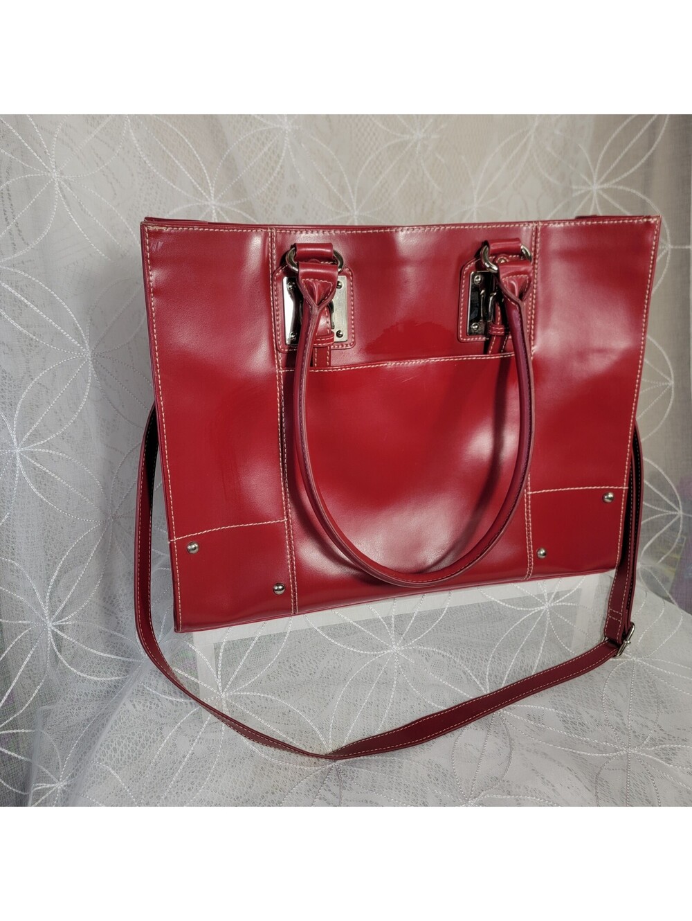 Wilsons Leather Dark Red Leather Satchel Briefcase Tote Bag Laptop Carry On